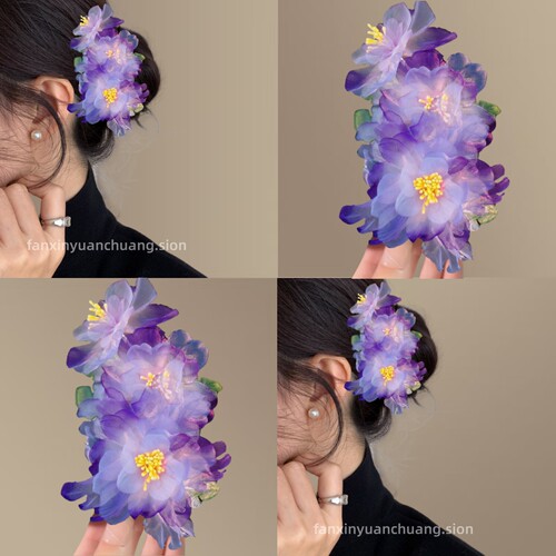 古风汉服仙气甜美紫色花朵