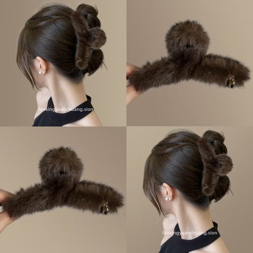 冬季爱心毛抓夹女慵懒风高