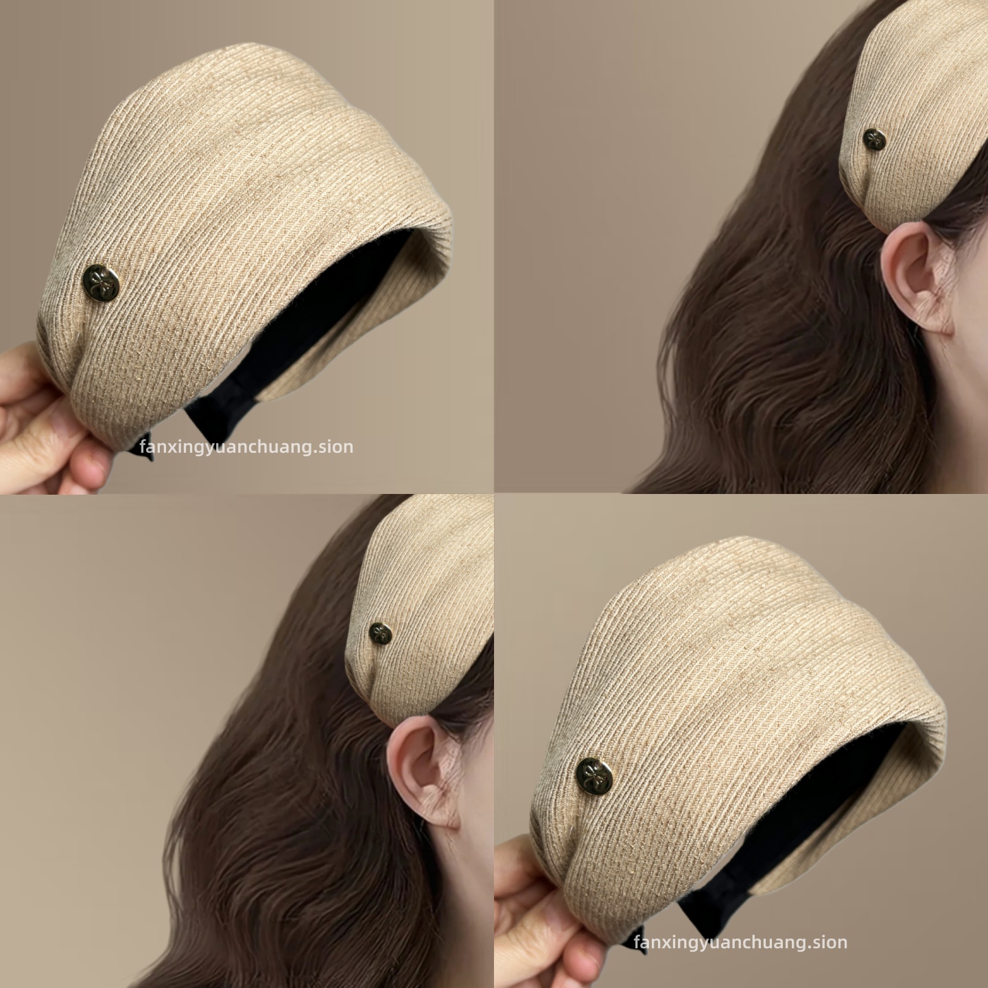 大号秋冬高级感布艺条纹发箍时尚