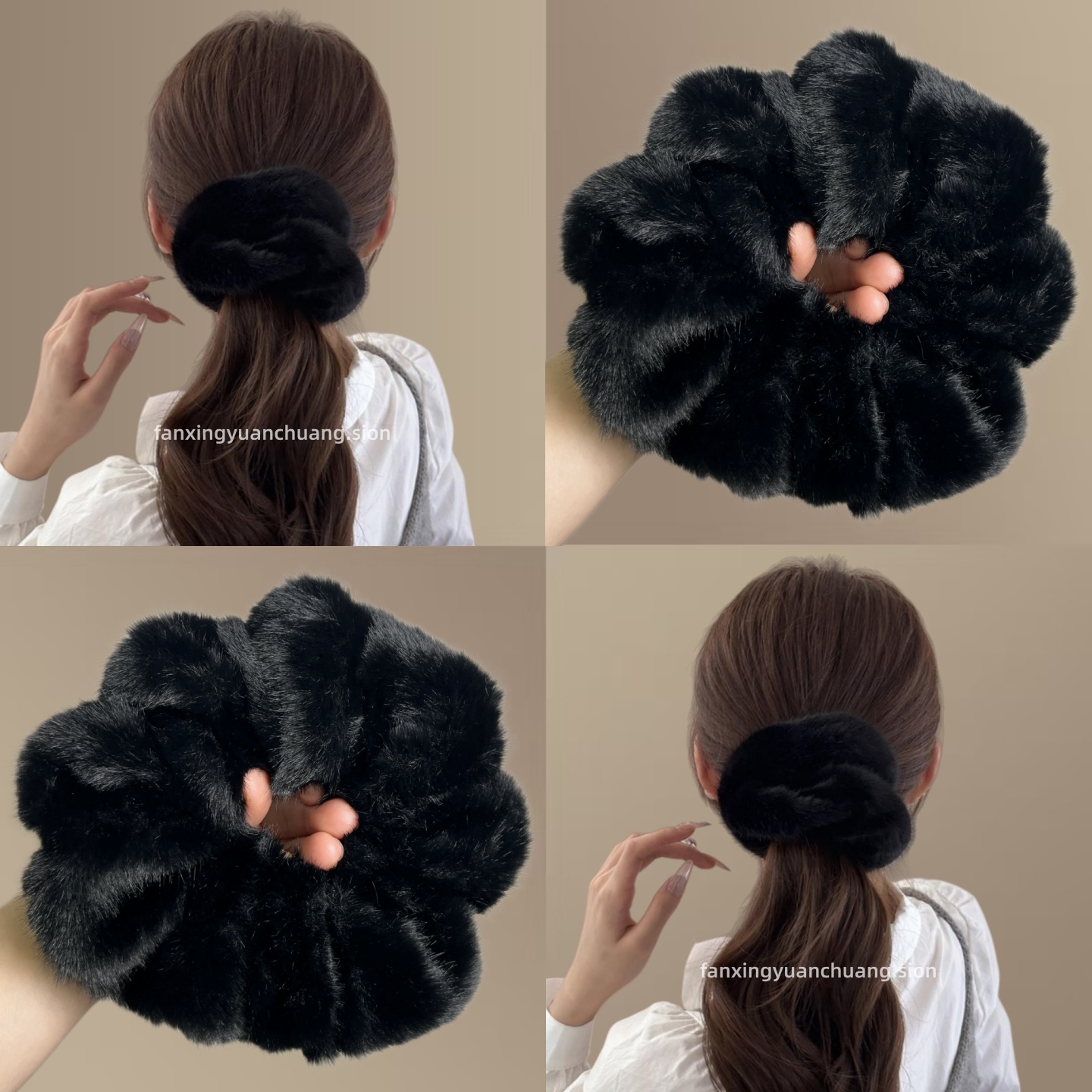 毛绒大肠发圈女高级感