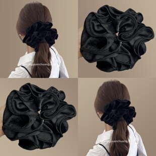 【绒绒细语】四层木耳边丝绒发圈时尚森系发绳低马尾头绳旅行发卡