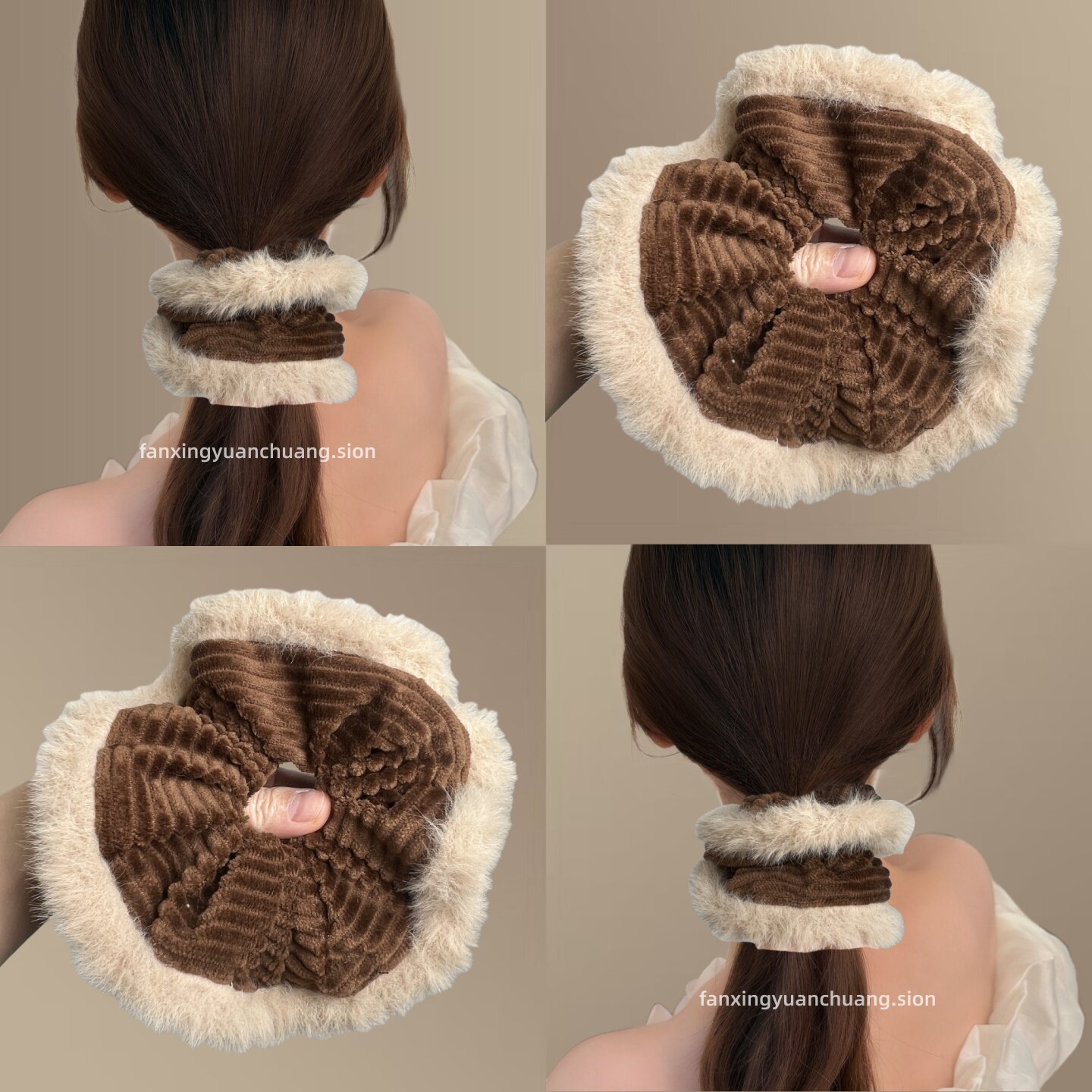 【莉泽栗织】秋冬温暖毛毛大肠发圈森系复古头绳气质发绳旅行发卡