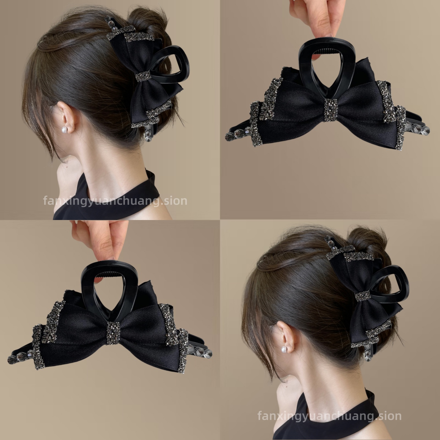 水钻夹轻奢法式鲨鱼发饰优