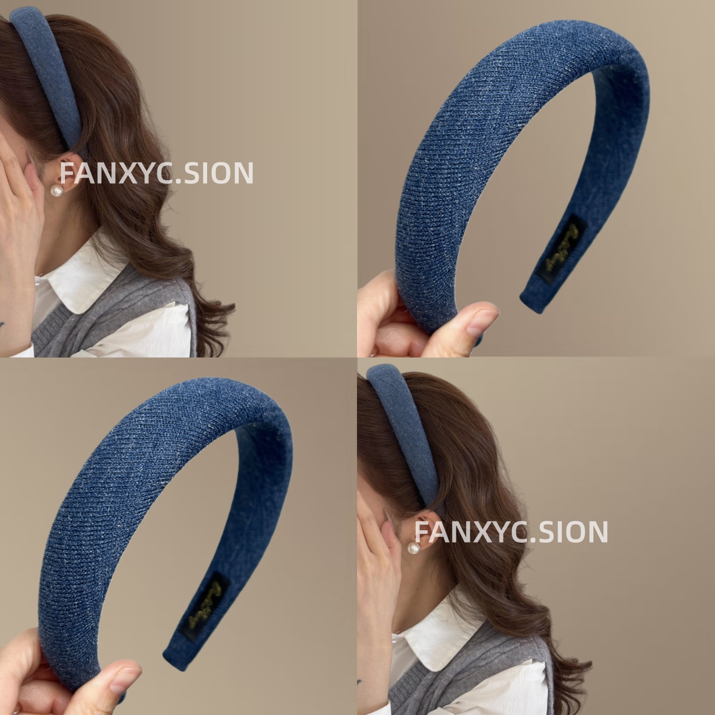 韩系日常外戴毛呢发箍女高颅顶