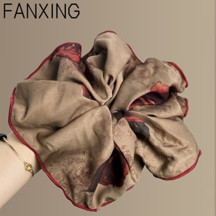 【陌上花开】复古玫瑰花布艺大肠发圈韩版发绳气质头绳旅行发卡