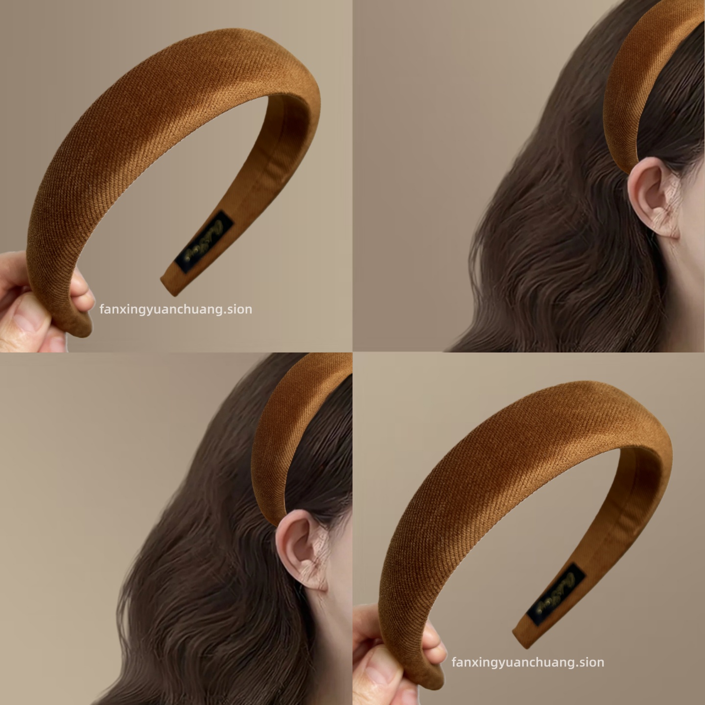 时尚通勤斜纹绒面发箍复古