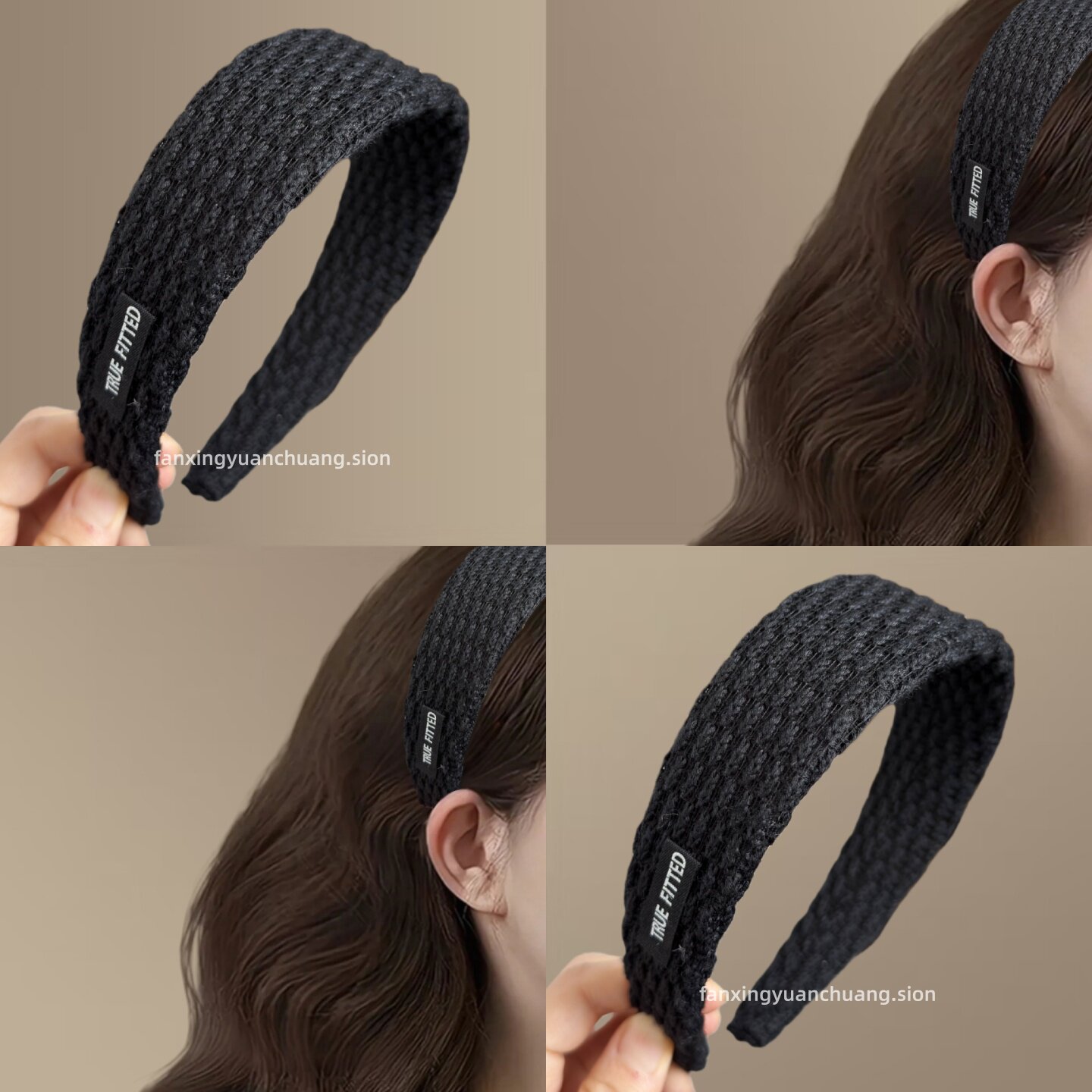 运动风针织毛线编宽边高颅顶头箍