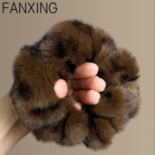 【酷拽全开】豹纹毛绒大肠发圈高级感气质发绳低马尾头绳旅行发卡