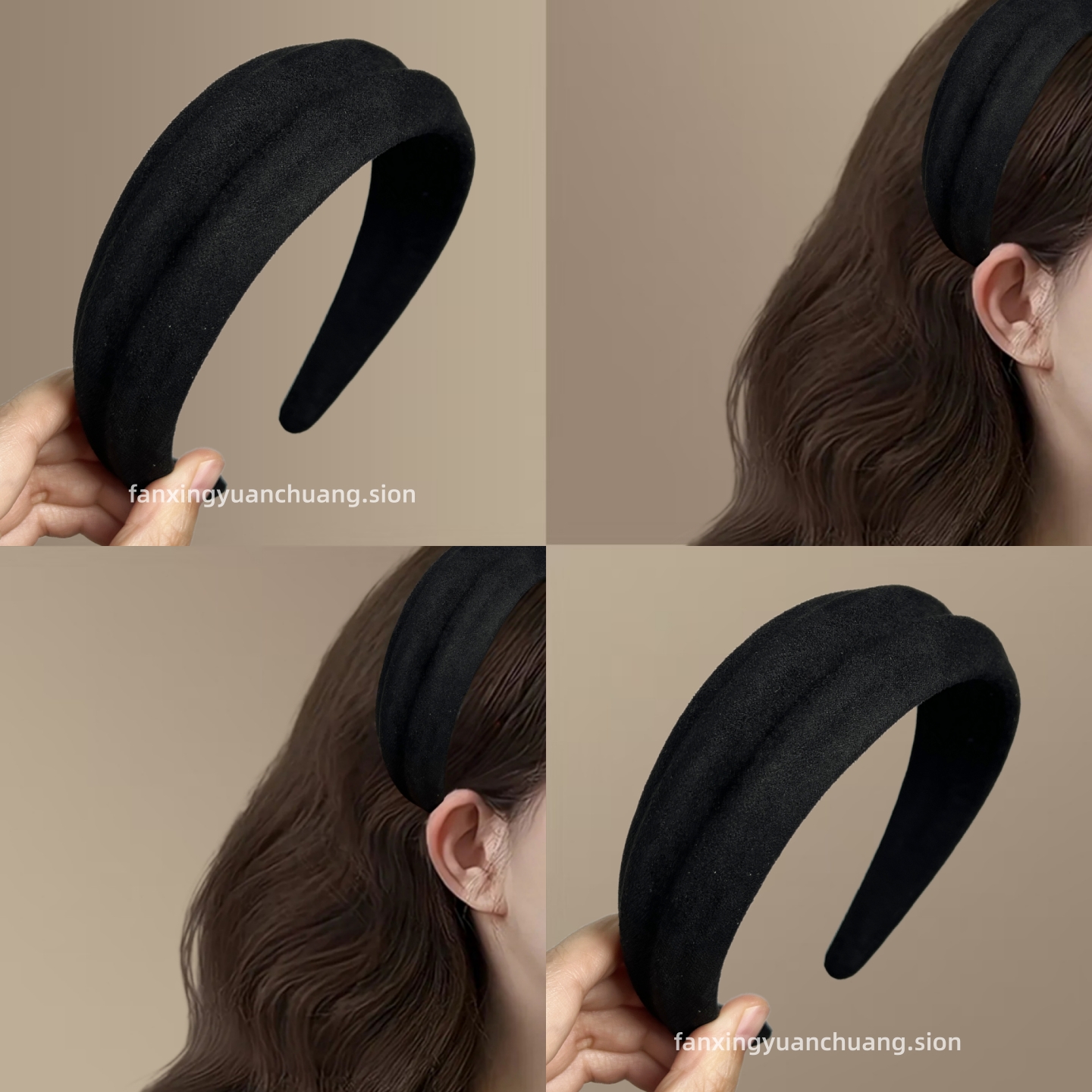 新款麂皮绒凹凸发箍女2025