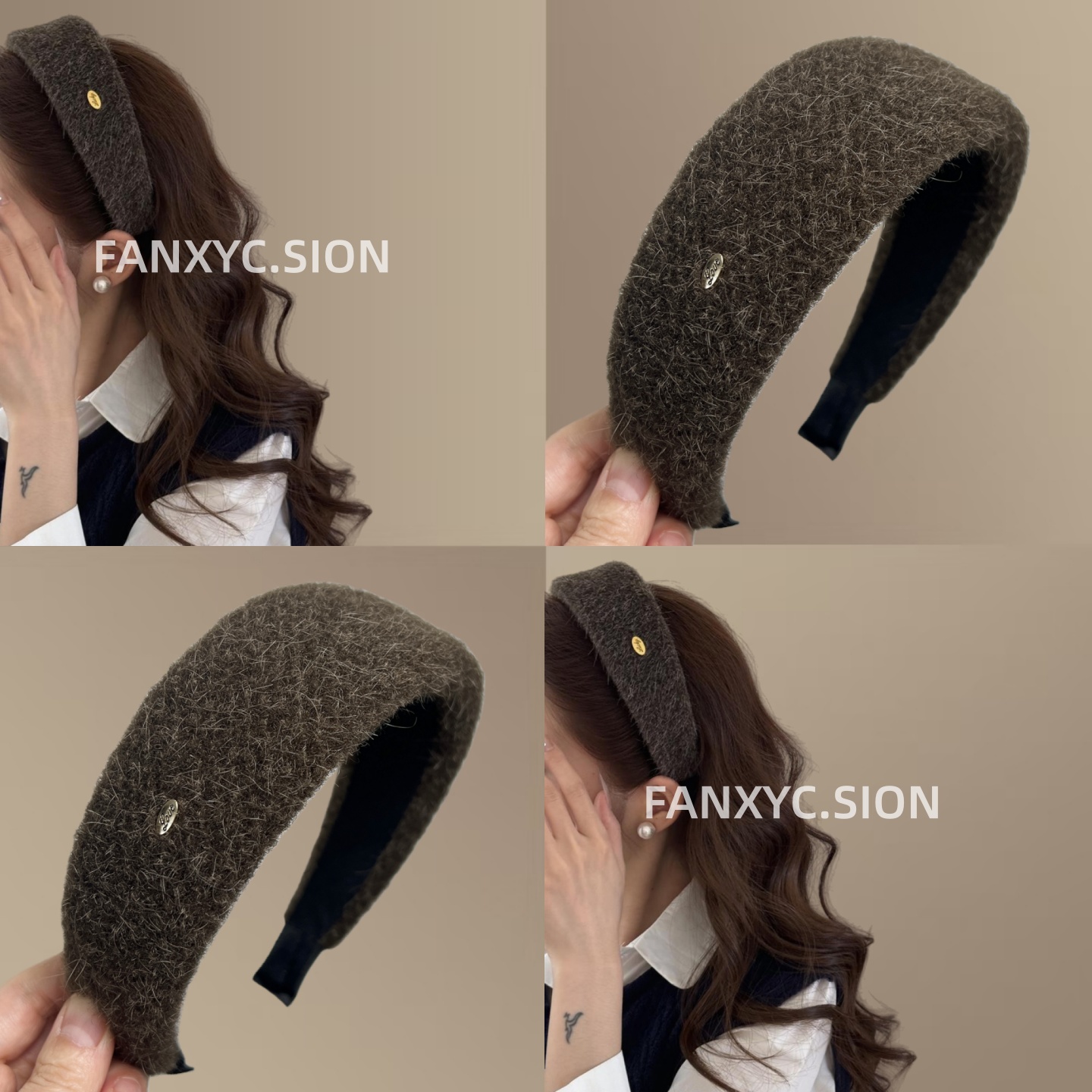 日常外戴毛呢金标发箍女新款