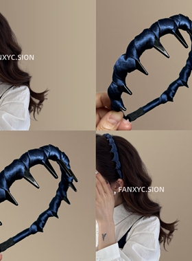 【琥珀蓝晶】韩系缎面齿梳发箍防滑高颅顶头箍气质缠绕旅行发卡