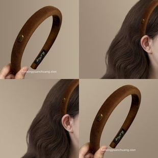 复古简约斜纹金标海棉细发箍气质高颅顶头箍旅行发卡 晚枫落叶