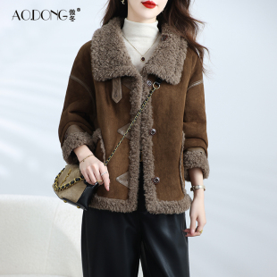 海宁两面穿颗粒绒皮草外套女短款 羊剪绒减龄休闲保暖羊羔毛大衣冬