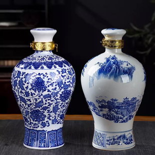 景德镇1斤2斤3斤5斤装青花陶瓷酒瓶 空酒瓶家用酒壶密封酒坛子