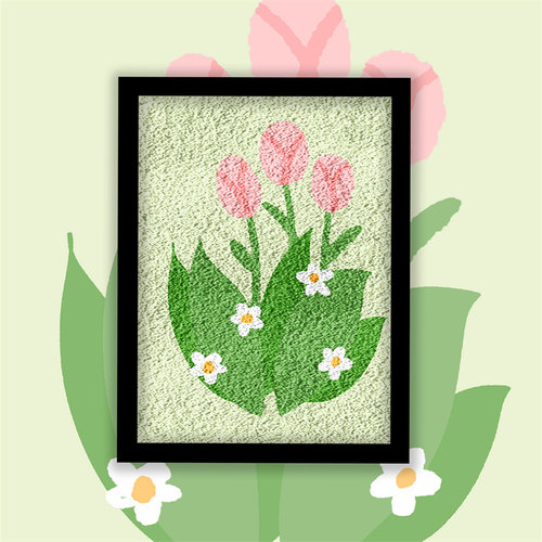 郁金香diy幼儿学前绘画纸浆画