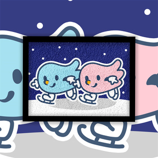 卡通羽生结弦周边新款仙台冰场DIY手工纸浆画创意减压送礼材料包