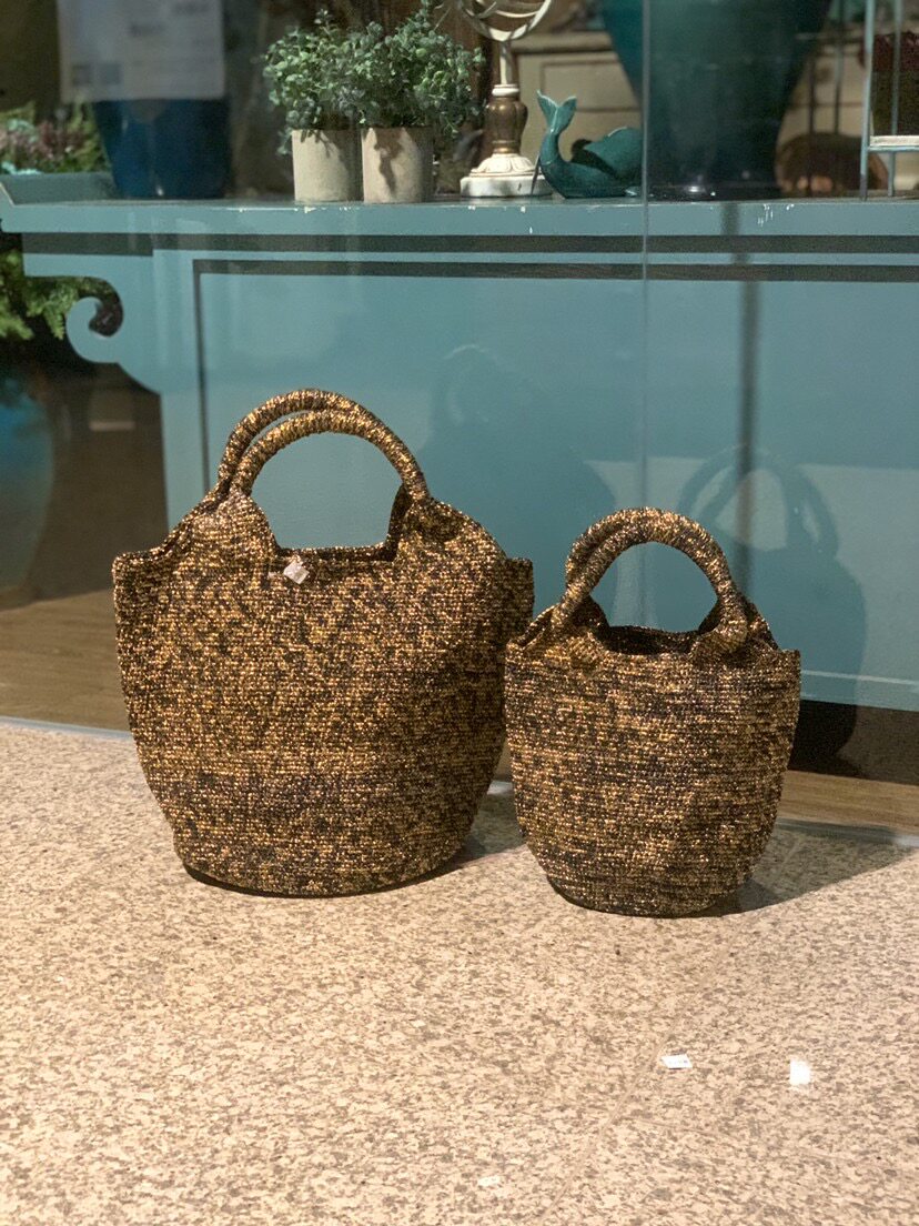 轻奢金丝线细钩手提包法式手工编织大气单肩包搭配大衣闪亮气质包