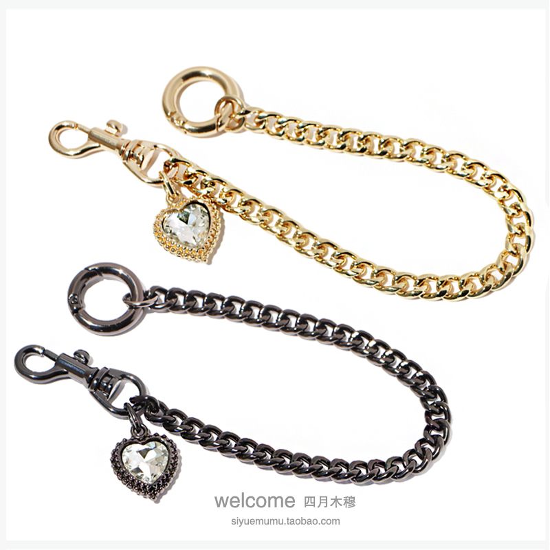 镶钻心形手机壳短链金属包挂件