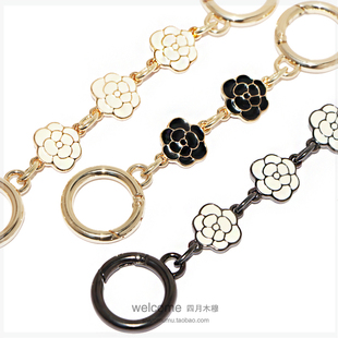 包带小包延长链手工包链子 双面黑色山茶花链条包包配件包辅料配
