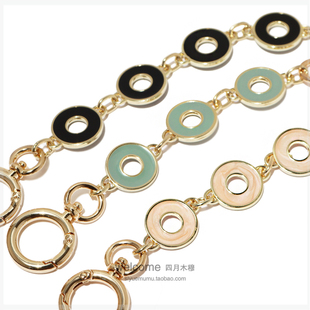 22mm双面滴胶圆形款包链条 宴会包链包带包金属链 浅金黑色包提手
