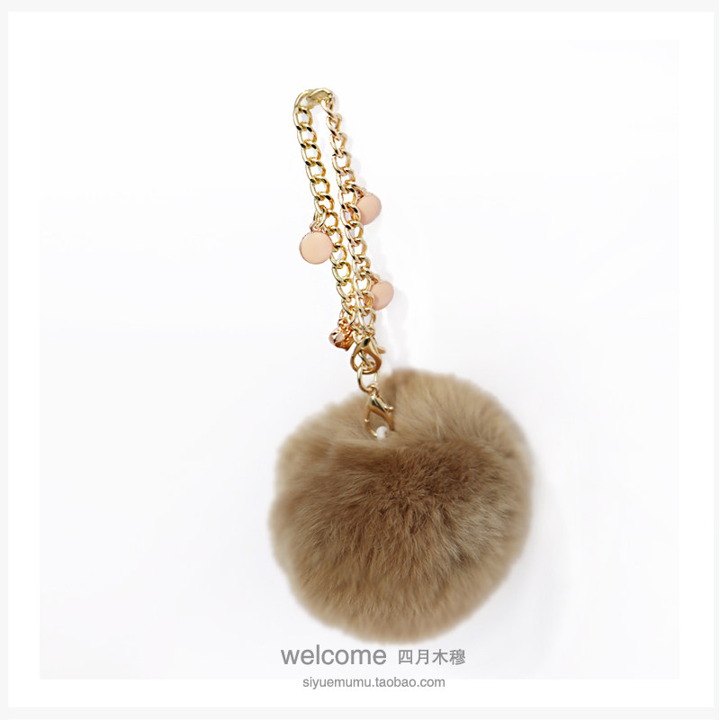 驼色毛球包挂链包包链条 装饰链子 包挂件 包饰 装饰链挂