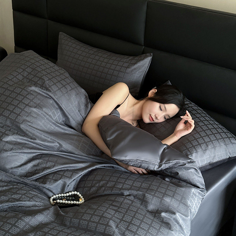 高档100S长绒棉提花四件套全棉亲肤裸睡床单被套简约轻奢床上用品