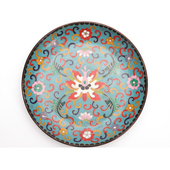 纯铜黄铜景泰蓝茶盘果盘 五福寿字供盘摆件 十二生肖珐琅掐丝碟子