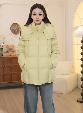 Basic House/百家好2025冬季新款立领连帽泡芙羽绒外套女YDQ32