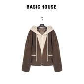 Basic House 百家好秋冬百搭拼接颗粒绒摇粒绒外套B0183B65022