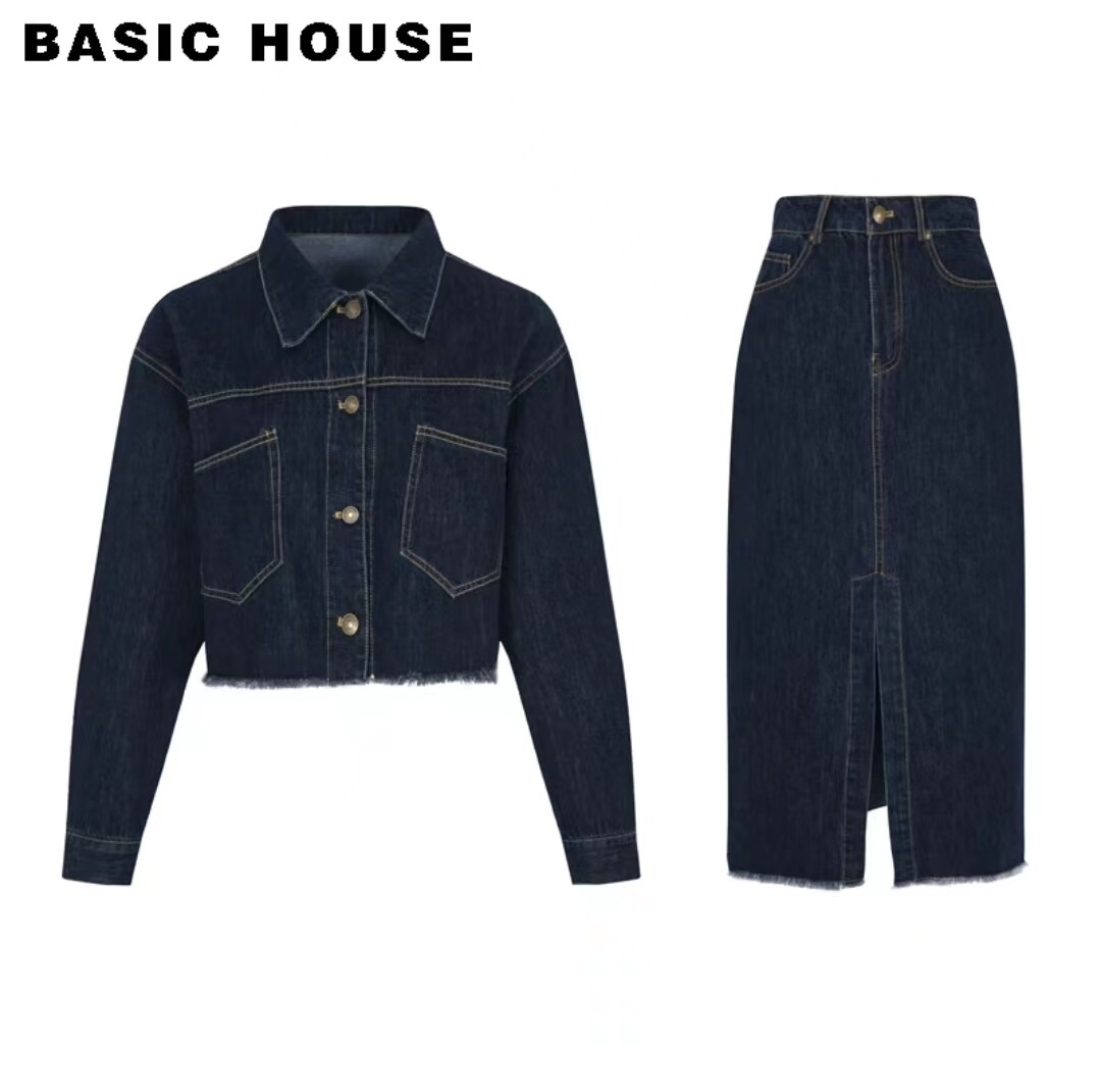 Basic House/百家好2026时尚牛仔套装百搭女套装B0183B50212