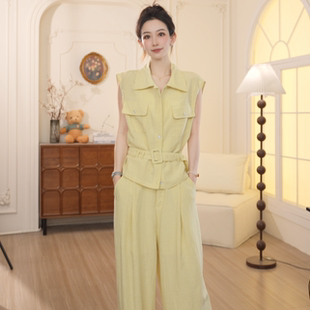 House 设计师新无袖 Basic 百家好2025夏季 两件套女DX834 衬衫 长裤