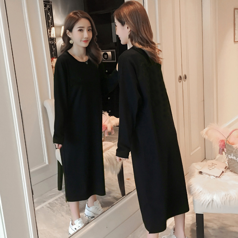 长袖长款T恤宽松大码打底连衣裙