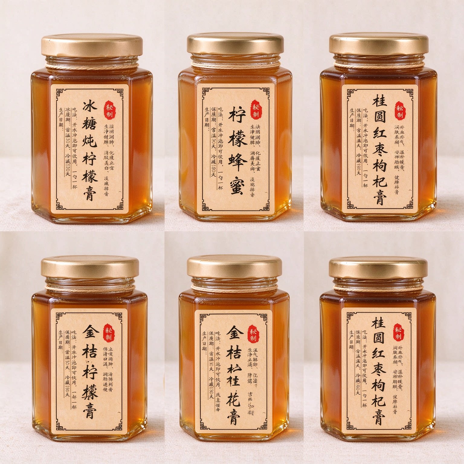 金桔柠檬膏不干胶贴纸定制冰糖炖柠檬贴桂圆红枣枸杞膏蜂蜜柠檬膏