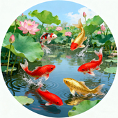 厨房荷花净秽鲤鱼卫生间装 饰画厕所玄关画九鱼莲花墙画自粘贴画