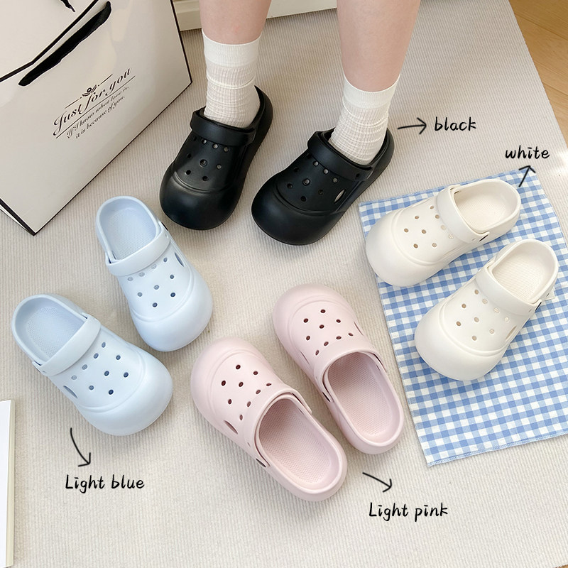 凉拖鞋女款夏季纯色diy裸鞋时尚镂空学院ins风外穿沙滩厚底洞洞鞋