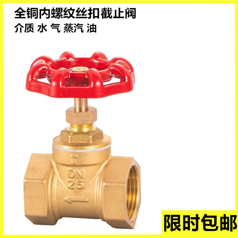 全铜截止阀dn15水管4分6分1寸耐高温20空调25蒸气铜水表开关加厚图片