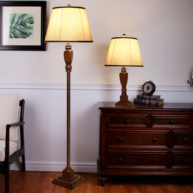 复古美式客厅卧室台灯立式北欧轻奢极简胡桃木色ins风百褶落地灯,家装灯饰光源,装饰落地灯,淘宝优惠券,粉丝福利购,淘宝优惠卷