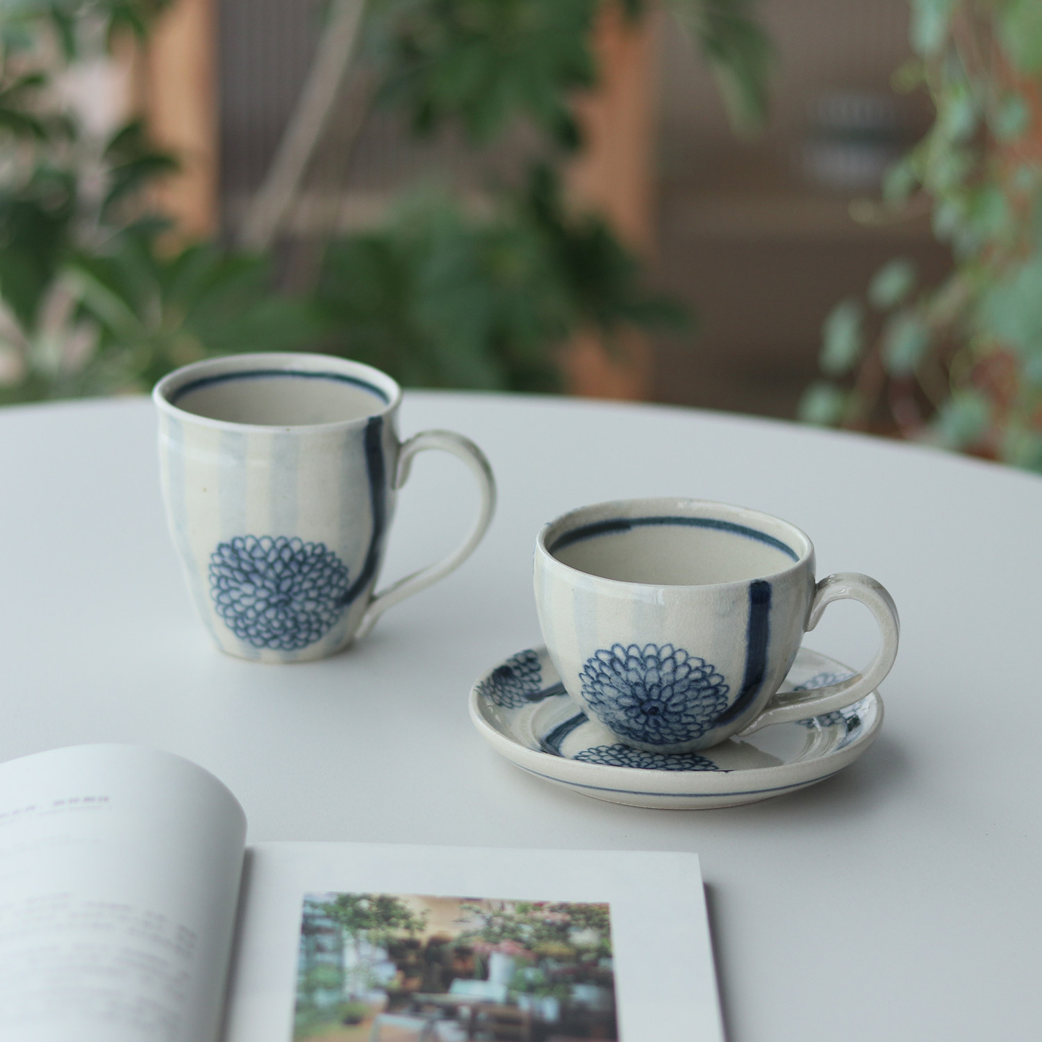 日本宗山窑手绘青花咖啡杯马克杯