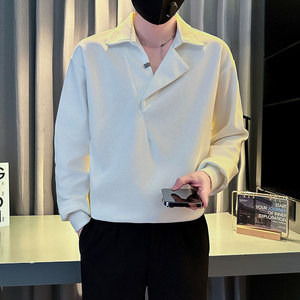 W203-P58 控78 秋季社会小伙翻领卫衣男店主风卫衣 白2图片