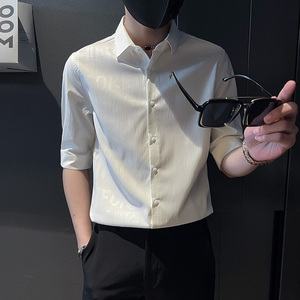 C217-P58 控78 夏季男时尚短袖衬衫潮流男小伙衬衣 白1图片