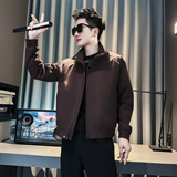 J267-P98控145春装新款社会小伙店主风潮男夹克外套紫咖1，男装夹克，电商A346