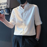 C251-P58控89夏季男时尚短袖衬衫潮流男小伙衬衣白4，男装T恤，电商A346