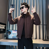 F212-P138控178社会小伙立领棉衣外套潮流修身棉服男紫咖1，男装棉衣，电商A346