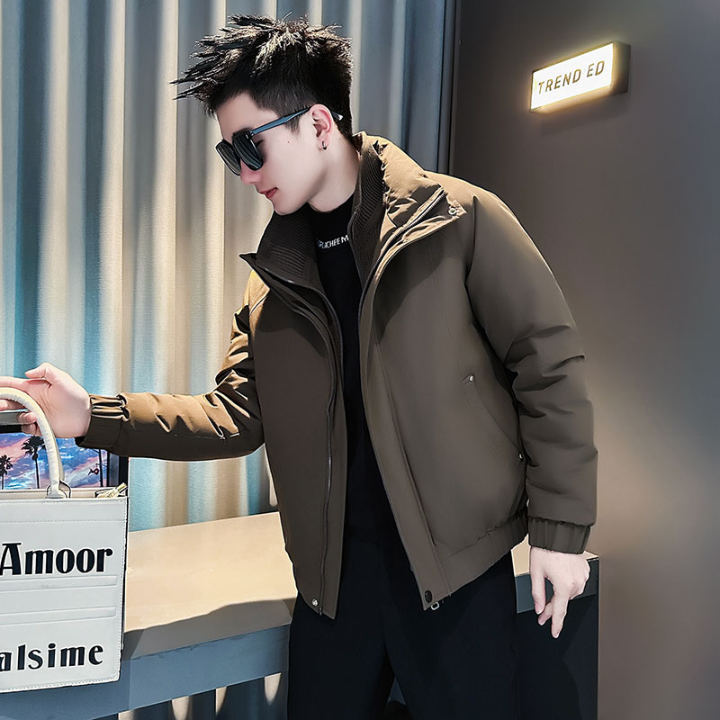 F215-P148控198社会小伙立领棉衣外套潮流修身棉服男咖1，男装棉衣，电商A346