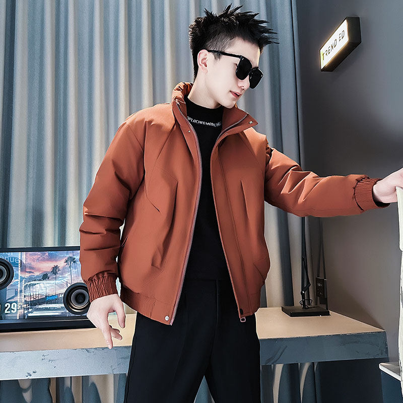 F220-P138控188社会小伙立领棉衣外套潮流修身棉服男咖1,男装棉衣,电商A346