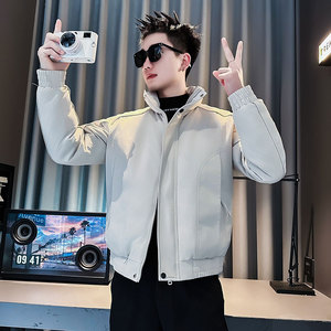 F218-P138 控188 社会小伙立领棉衣外套潮流修身棉服男 白1图片