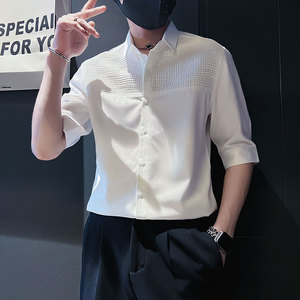 C249-P58 控89 夏季男时尚短袖衬衫潮流男小伙衬衣 白4，男装T恤，电商A346