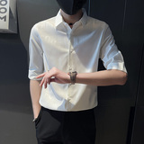 C217-P58控78夏季男时尚短袖衬衫潮流男小伙衬衣白1，男装T恤，电商A346