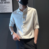 C210-P58控78夏季男时尚短袖衬衫潮流男小伙衬衣黑1，男装T恤，电商A346