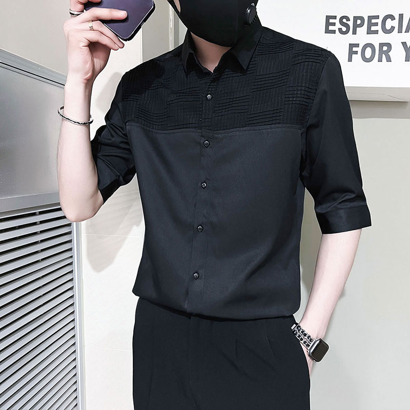 C249-P58控89夏季男时尚短袖衬衫潮流男小伙衬衣白3,男装T恤,电商A346